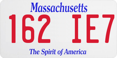 MA license plate 162IE7