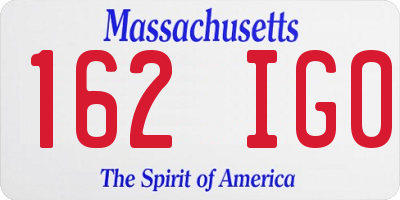MA license plate 162IG0