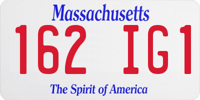 MA license plate 162IG1