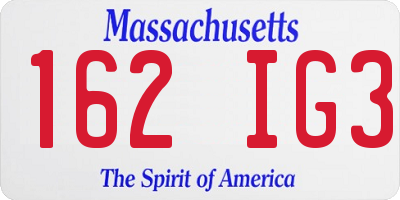 MA license plate 162IG3