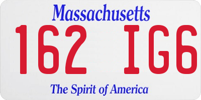 MA license plate 162IG6