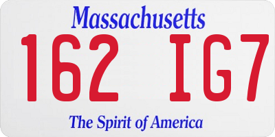 MA license plate 162IG7