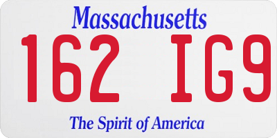 MA license plate 162IG9