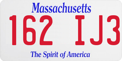 MA license plate 162IJ3