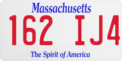 MA license plate 162IJ4