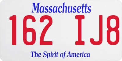MA license plate 162IJ8