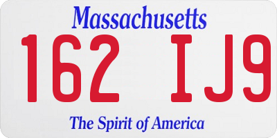 MA license plate 162IJ9