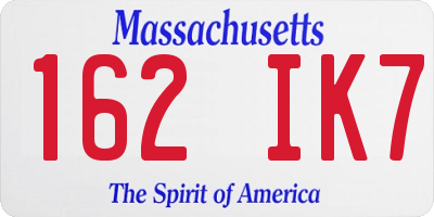 MA license plate 162IK7