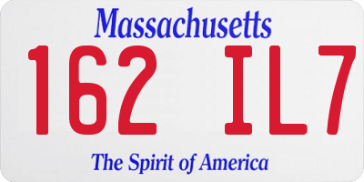 MA license plate 162IL7