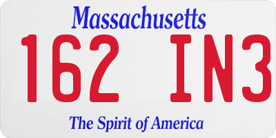 MA license plate 162IN3