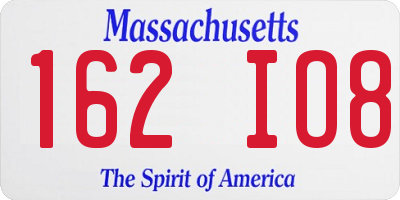 MA license plate 162IO8