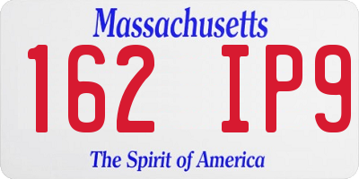 MA license plate 162IP9