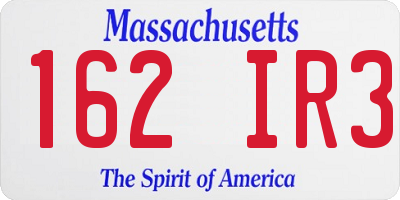 MA license plate 162IR3