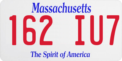 MA license plate 162IU7