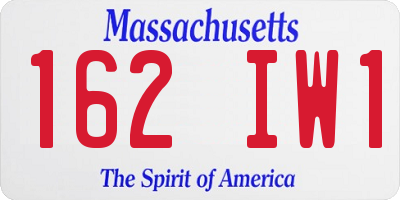 MA license plate 162IW1