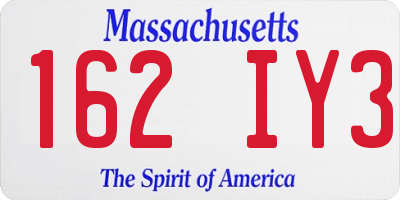 MA license plate 162IY3