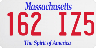 MA license plate 162IZ5