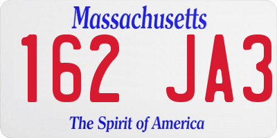MA license plate 162JA3