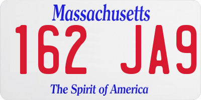MA license plate 162JA9