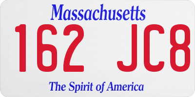MA license plate 162JC8