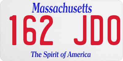 MA license plate 162JD0