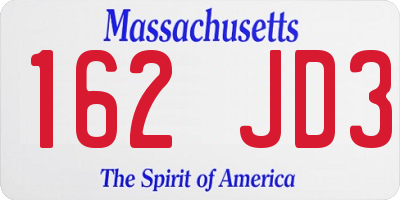 MA license plate 162JD3