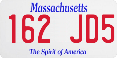 MA license plate 162JD5