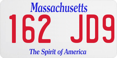 MA license plate 162JD9