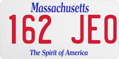MA license plate 162JE0