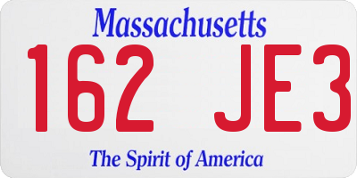 MA license plate 162JE3