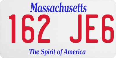 MA license plate 162JE6