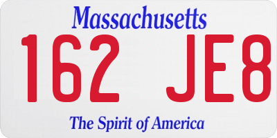 MA license plate 162JE8