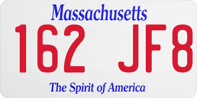 MA license plate 162JF8