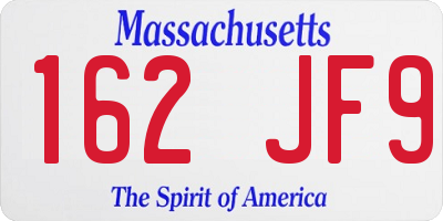 MA license plate 162JF9