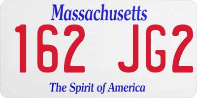 MA license plate 162JG2