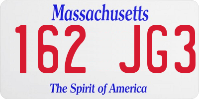 MA license plate 162JG3