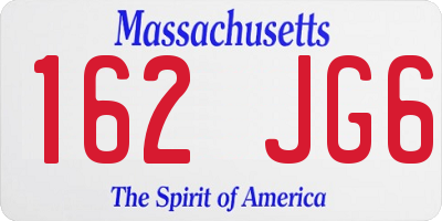 MA license plate 162JG6