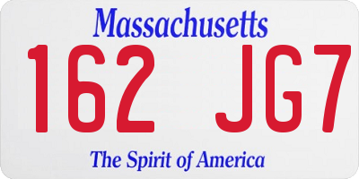 MA license plate 162JG7