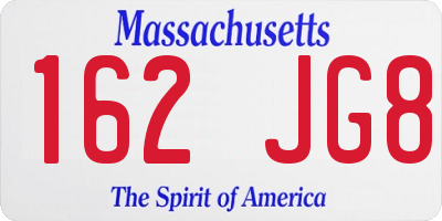 MA license plate 162JG8
