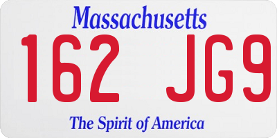 MA license plate 162JG9