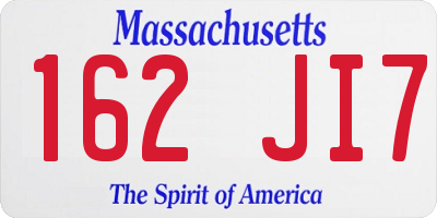 MA license plate 162JI7