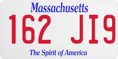 MA license plate 162JI9