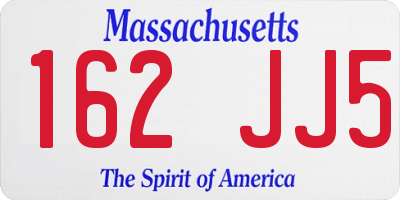 MA license plate 162JJ5