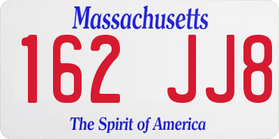 MA license plate 162JJ8
