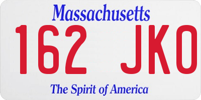 MA license plate 162JK0