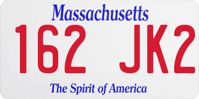 MA license plate 162JK2