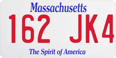 MA license plate 162JK4