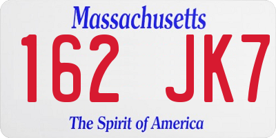 MA license plate 162JK7