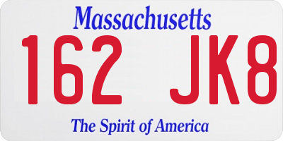 MA license plate 162JK8