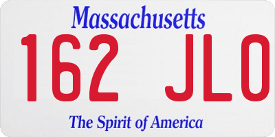 MA license plate 162JL0